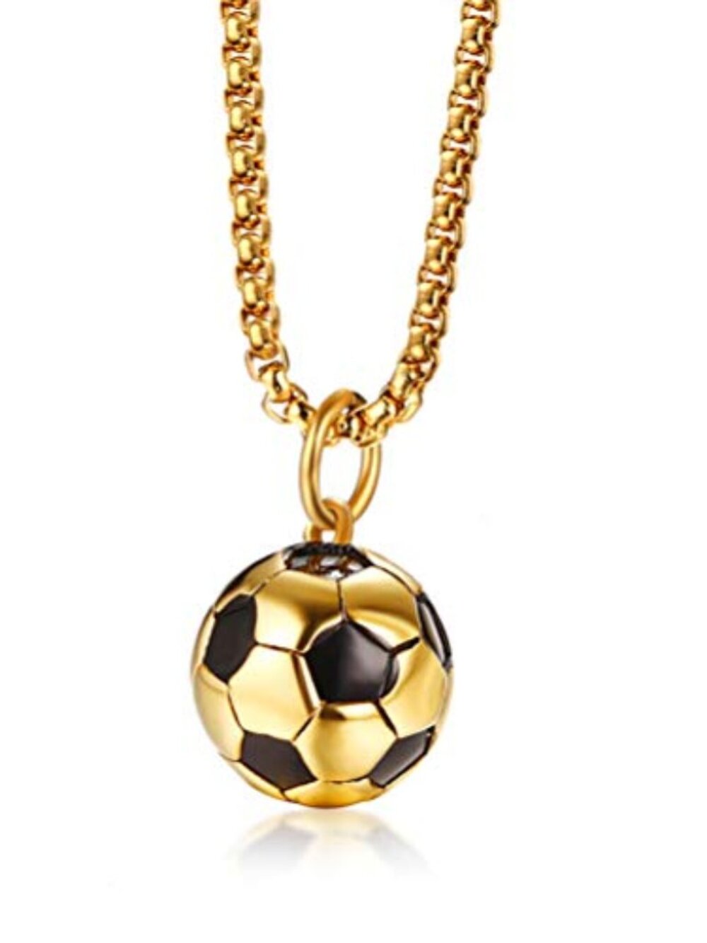 New -  Men's 3D Football Pendant Necklace Chain, Stainless Steel Sports‎ Soccer